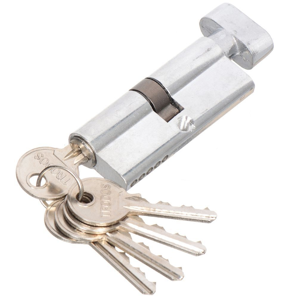 Замок врезной Trodos, 50/106-ЦМВ70 SN, 202055, ручка в комплект, цилиндровый, никель