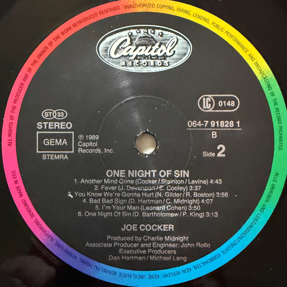 Виниловая пластинка Joe Cocker - One Night Of Sin LP