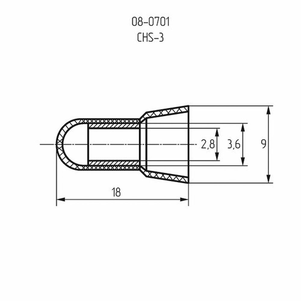 Концевая изолированная заглушка КИЗ-1, ø 2,8 мм (1,0-2,5 мм²) REXANT