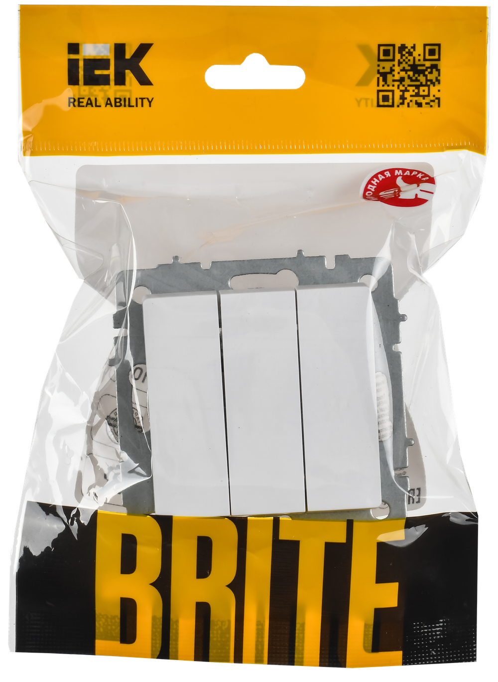 BRITE Выключатель 3-клавишный 10А ВС10-3-0-БрАБ арктический белый IEK