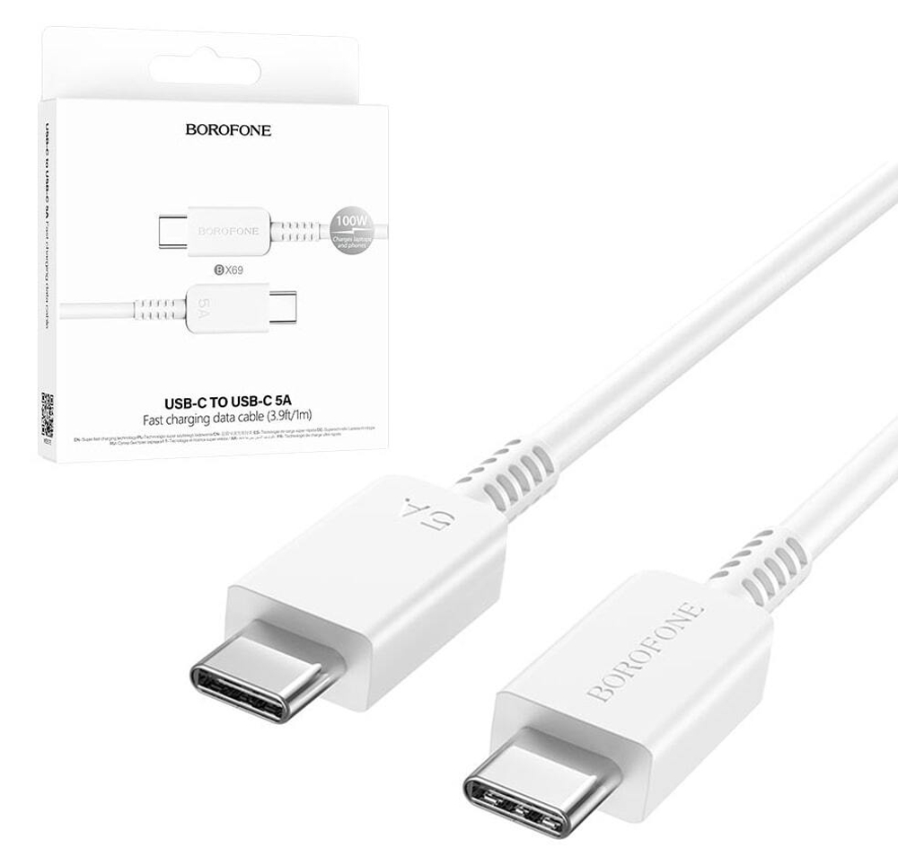 Кабель TypeC - TypeC BOROFONE BX69 5A 100W (белый) 1м
