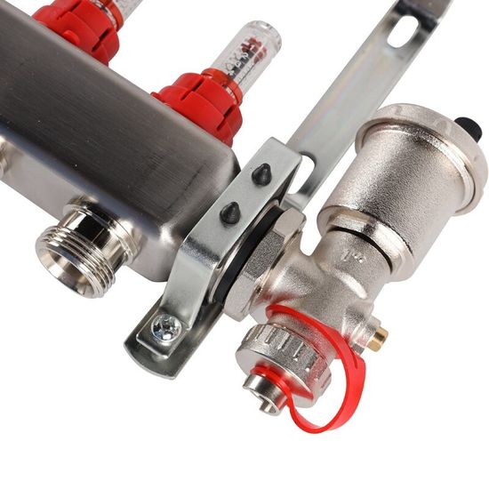 Коллектор Rommer 1"x3/4" на 8 контуров с расходомерами в сборе (нерж. сталь) RMS-1210-000008