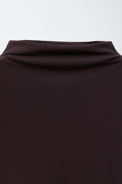 ZARA БОДИ С ВОРОТНИКОМ-СТОЙКОЙ, КОРИЧНЕВЫЙ