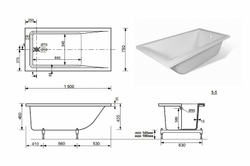 Ванна из литьевого мрамора Эстет Дельта 150x75 белая, ФР-00000639