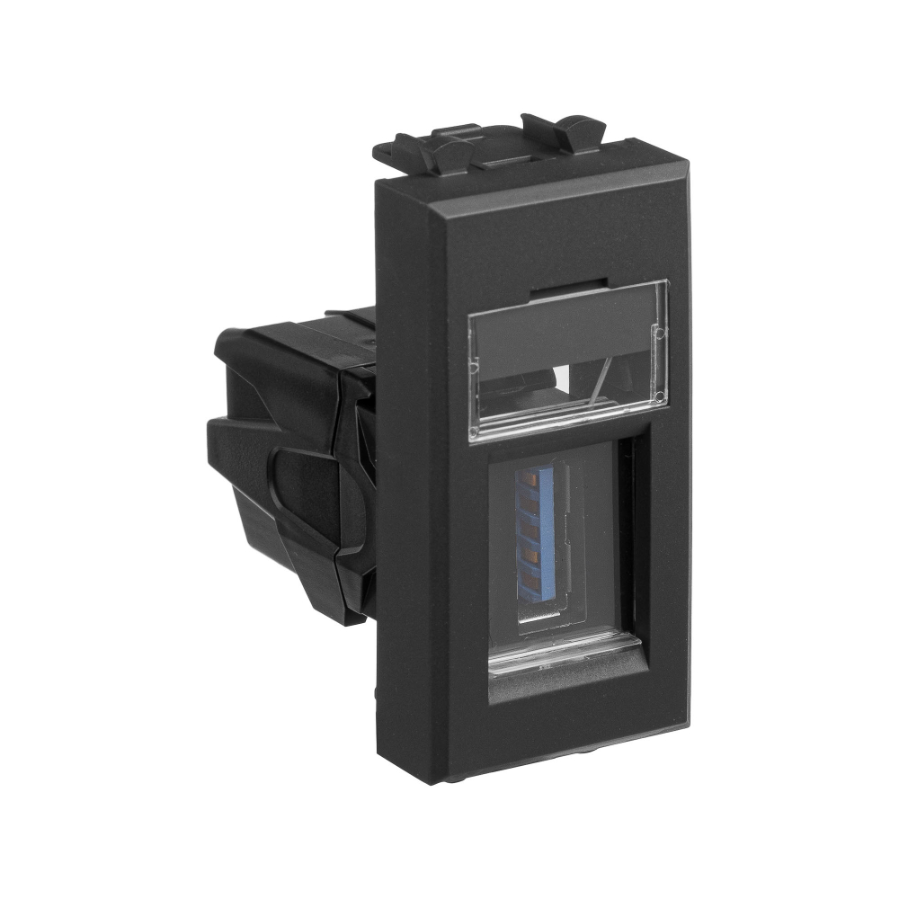 USB 3.0 розетка модульная, тип А-А, "Avanti", "Черный матовый", 1 модуль