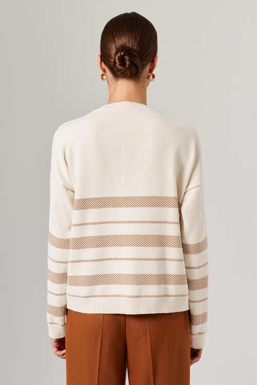 23170 Пуловер женский (молочно-песочный жаккард)