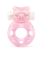 Розовое эрекционное виброкольцо в форме мишки (Цвет: розовый)