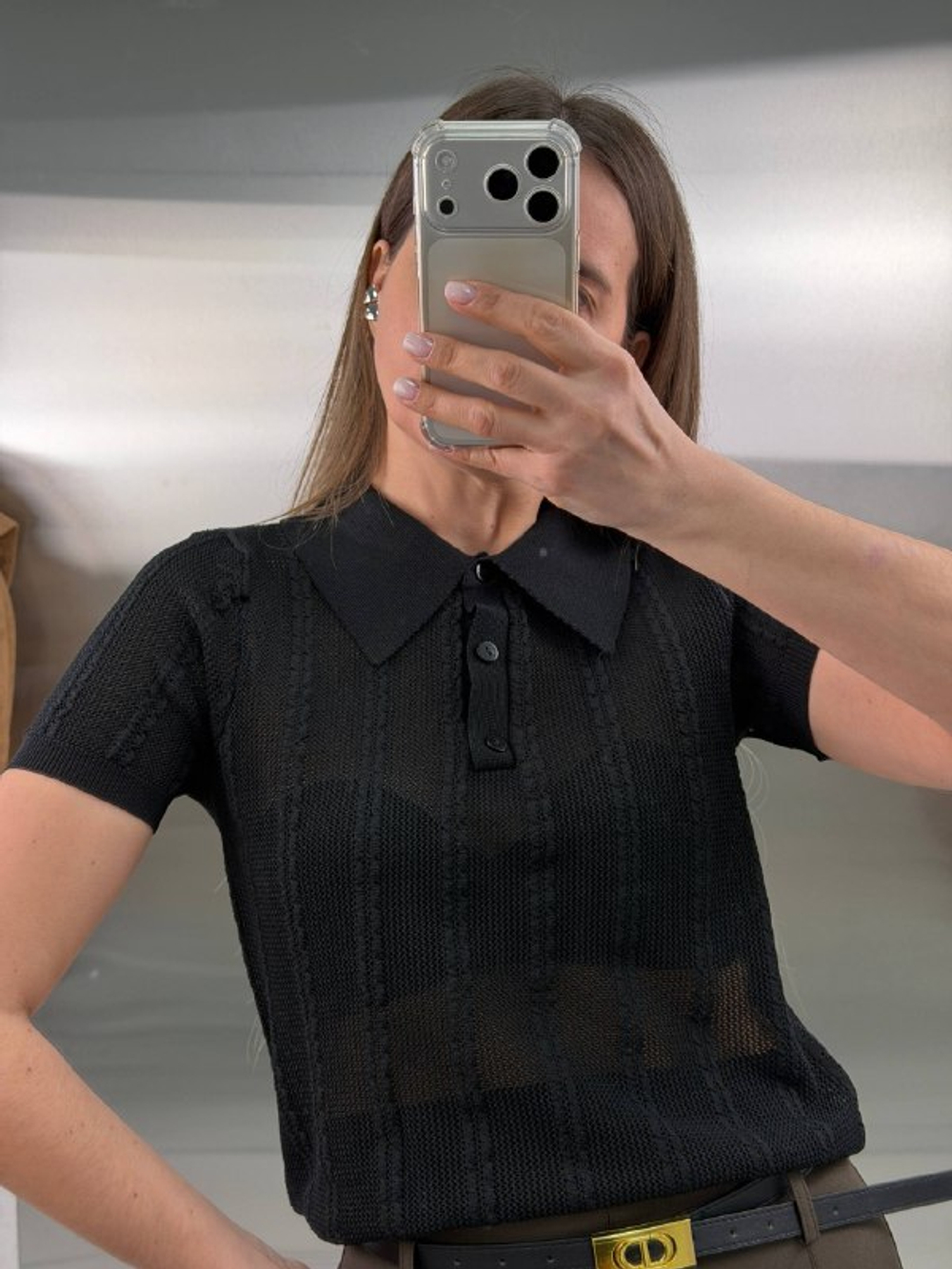 Футболка-поло женская арт. 0201 цвет "Чёрный"