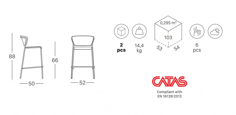 Стул полубарный пластиковый Scab Design Lisa Technopolymer, антрацит
