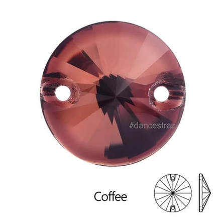 Стразы пришивные, Rivoli, Coffée, 221, 16mm, (72 ea/pkg), 5A+, (F2)