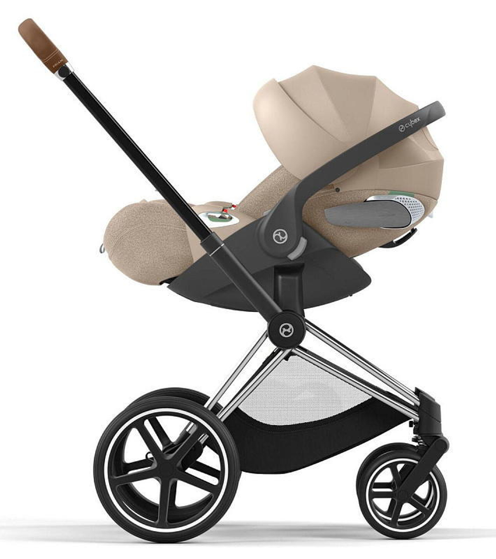 Коляска 3 в 1 Cybex Priam IV Chrome Brown complete и автокресло Cloud T i-Size Cozy Beige Plus Off White