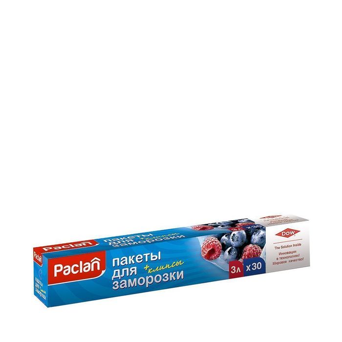 Paclan Пакеты для хранения и заморозки продуктов с клипсами 25*32 см 3 л 30 шт