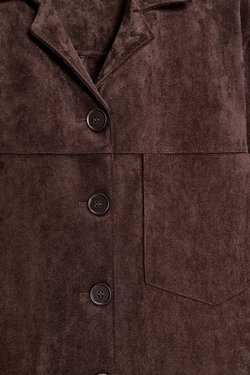 ZARA КУРТКА-РУБАШКА ИЗ ИСКУССТВЕННОЙ ЗАМШИ, ШОКОЛАДНО-КОРИЧНЕВЫЙ