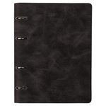 Тетрадь на кольцах А5 (180х220 мм), 120 л., под кожу, BRAUBERG "Main", клетка, черный, 402004