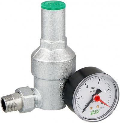 Регулятор давления воды 1/2 НР/НР (с манометром) ФАР (12/1шт)