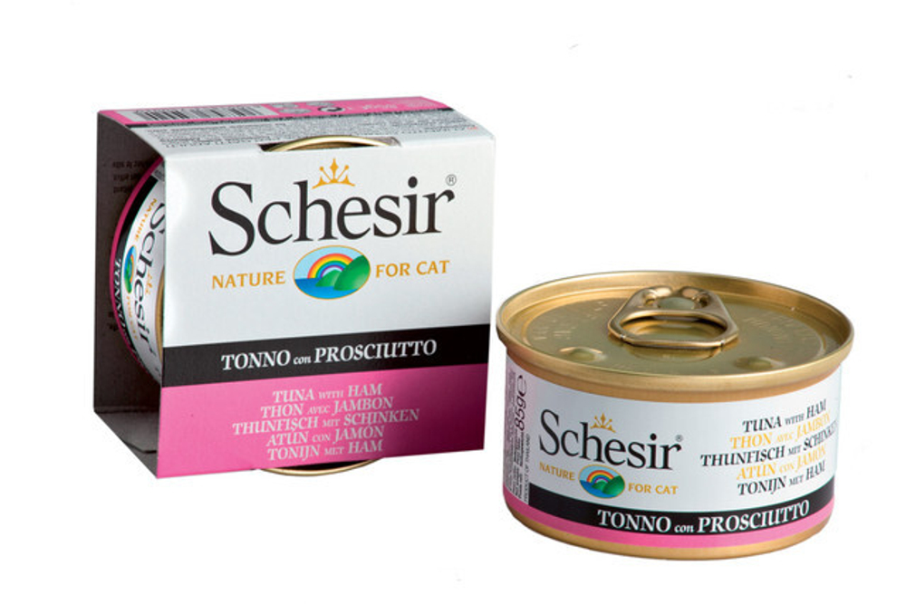 "Schesir" консервы для кошек ТУНЕЦ+ВЕТЧИНА 85гр x 1 шт.