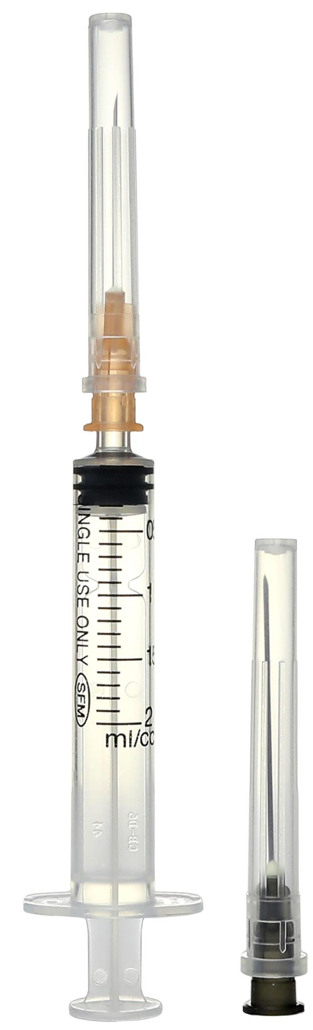 Шприц трехкомпонентный 2 мл Luer с двумя иглами 0,5 ⨯ 25 мм (25G) + 0,7 ⨯ 40 мм (22G) SFM 100 шт