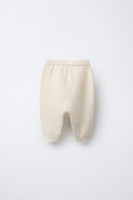 ZARA ТРИКОТАЖНЫЕ БРЮКИ, ЭКРЮ