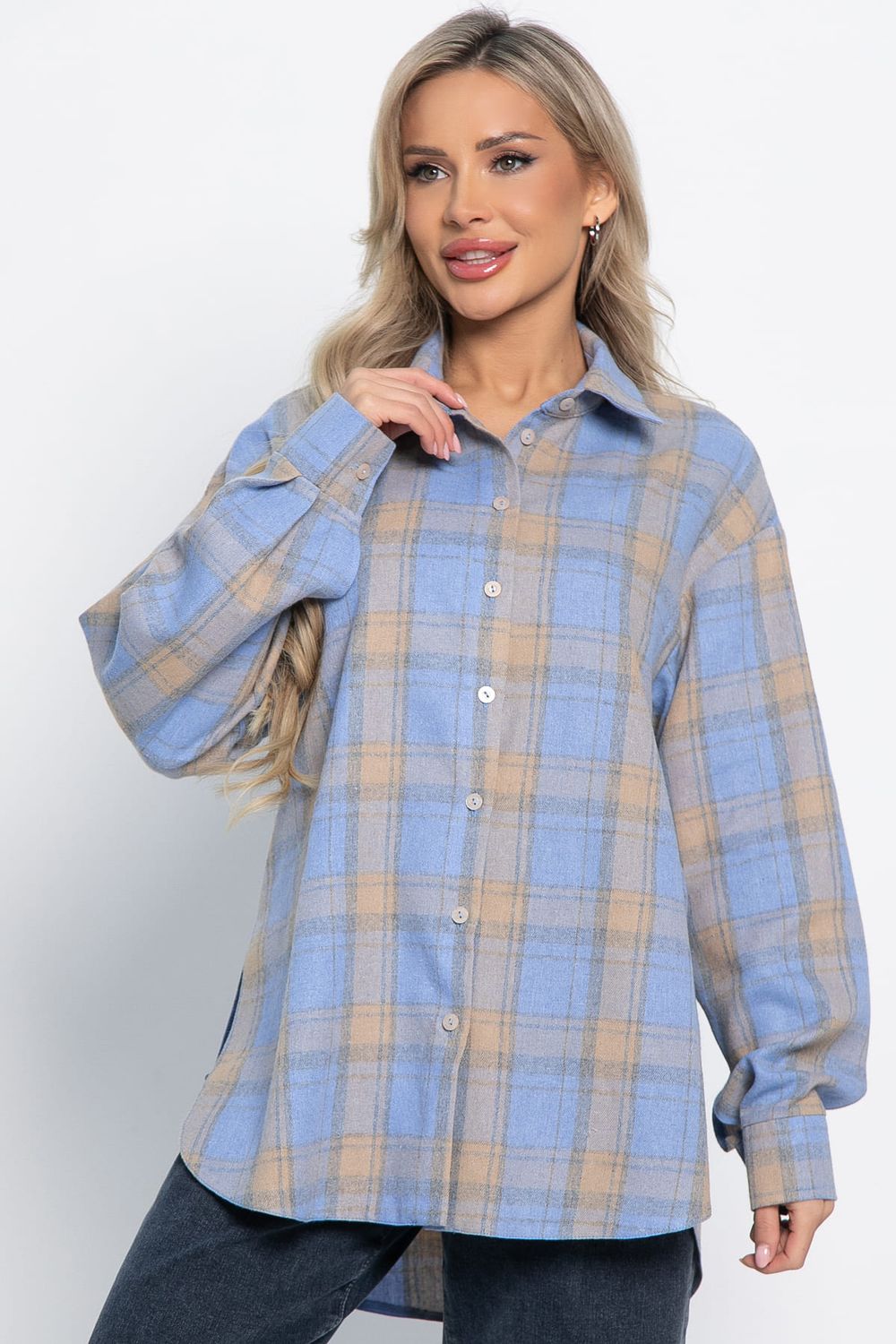 Рубашка Дэлли (бежево-голубая) Б15107-7М LT Collection