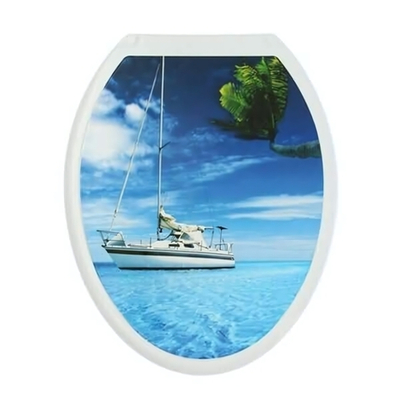 Крышка унитаза "ДЕКОР" фото принт "Яхта", белый, РП-813Я
