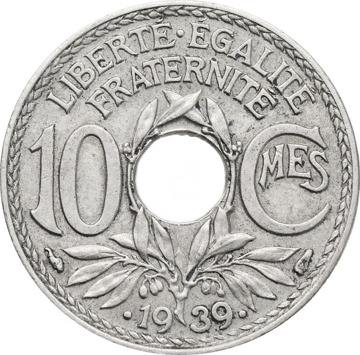 10 сантимов 1939 Франция