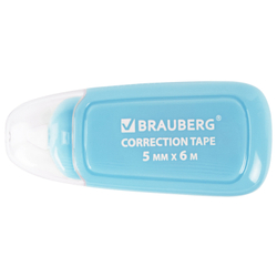 Корректирующая лента BRAUBERG COMPACT PLUS PASTEL, 5 мм х 6 м, корпус ассорти, блистер, 270551