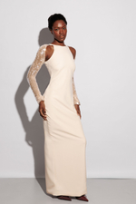 Платье с отстегивающимися рукавами из пайеток