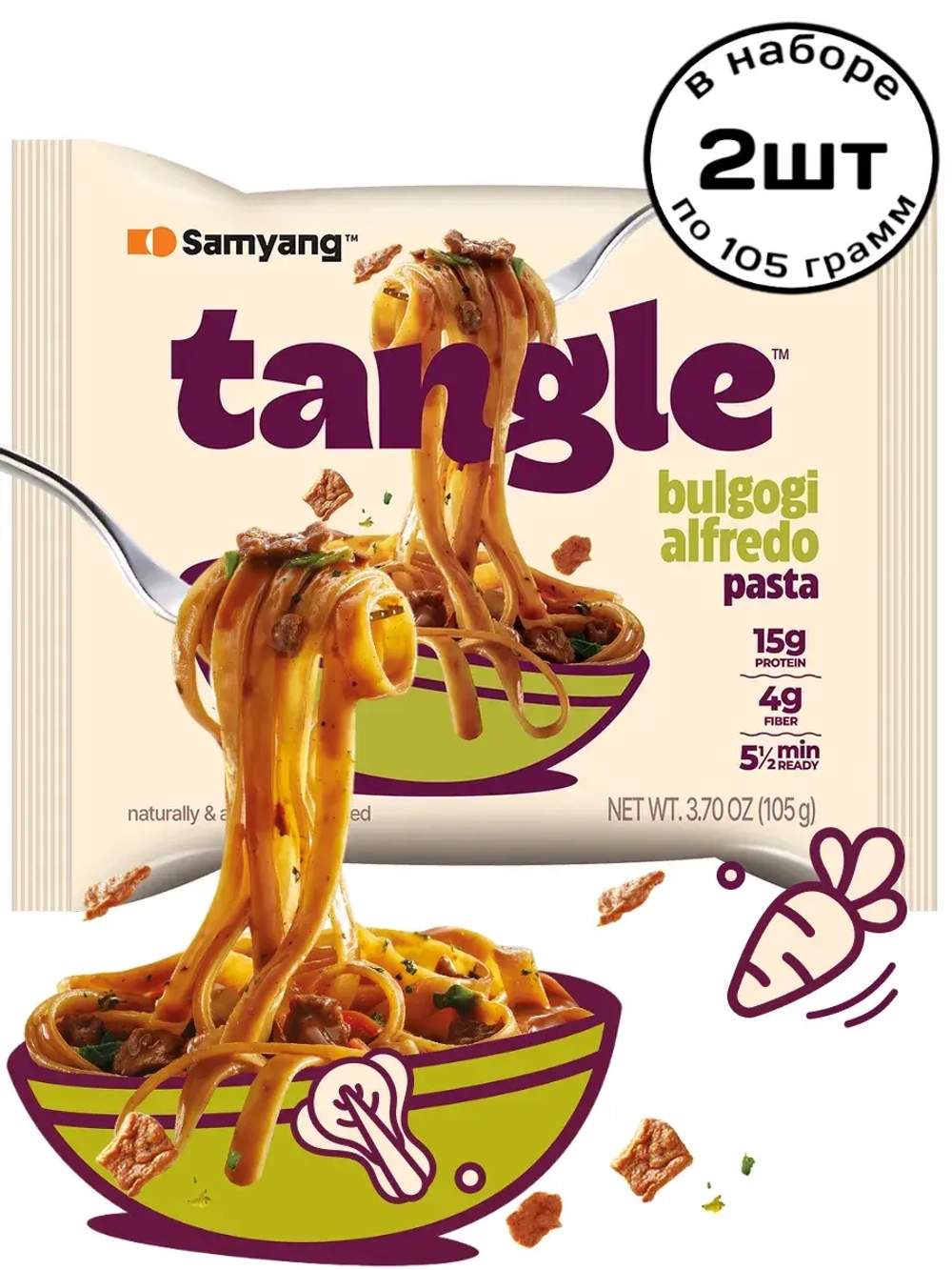 Фетучини в сливочном соусе Бульгоги Tangle 105 г * 2 шт