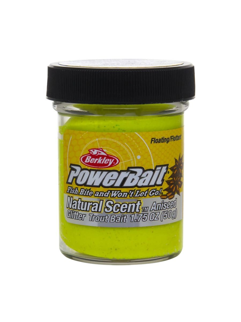 Паста форелевая Berkley PowerBait Natural Scent Glitter Trout Bait Aniseed, 50 г, Sunshine Yellow, анис
