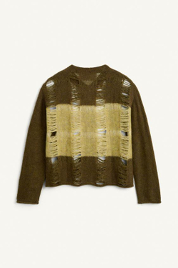 ZARA ТРИКОТАЖНЫЙ СВИТЕР СВОБОДНОГО КРОЯ С ВОЛОКНОМ АЛЬПАКИ, ОТТЕНКИ ЗЕЛЕНОГО