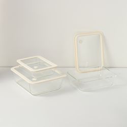 Контейнер для запекания и хранения с вакуумным эффектом Vacuum Glass, 1,4 л, молочный