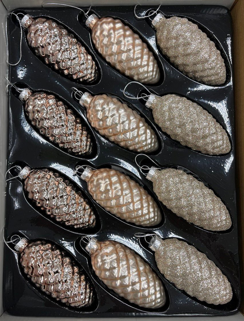 Набор шишек 12шт ChristmasDeLuxe шампань