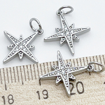 Подвеска Звезда, родиевое покрытие, фианиты, размер 16*14 мм, цена за 1 шт