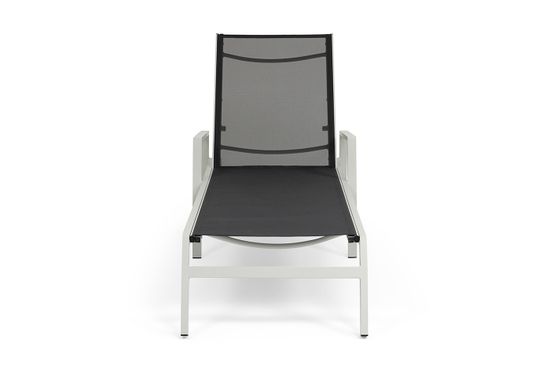 "Парма" шезлонг, каркас алюминий светло-серый (RAL7035) муар, ткань текстилен темно-серая