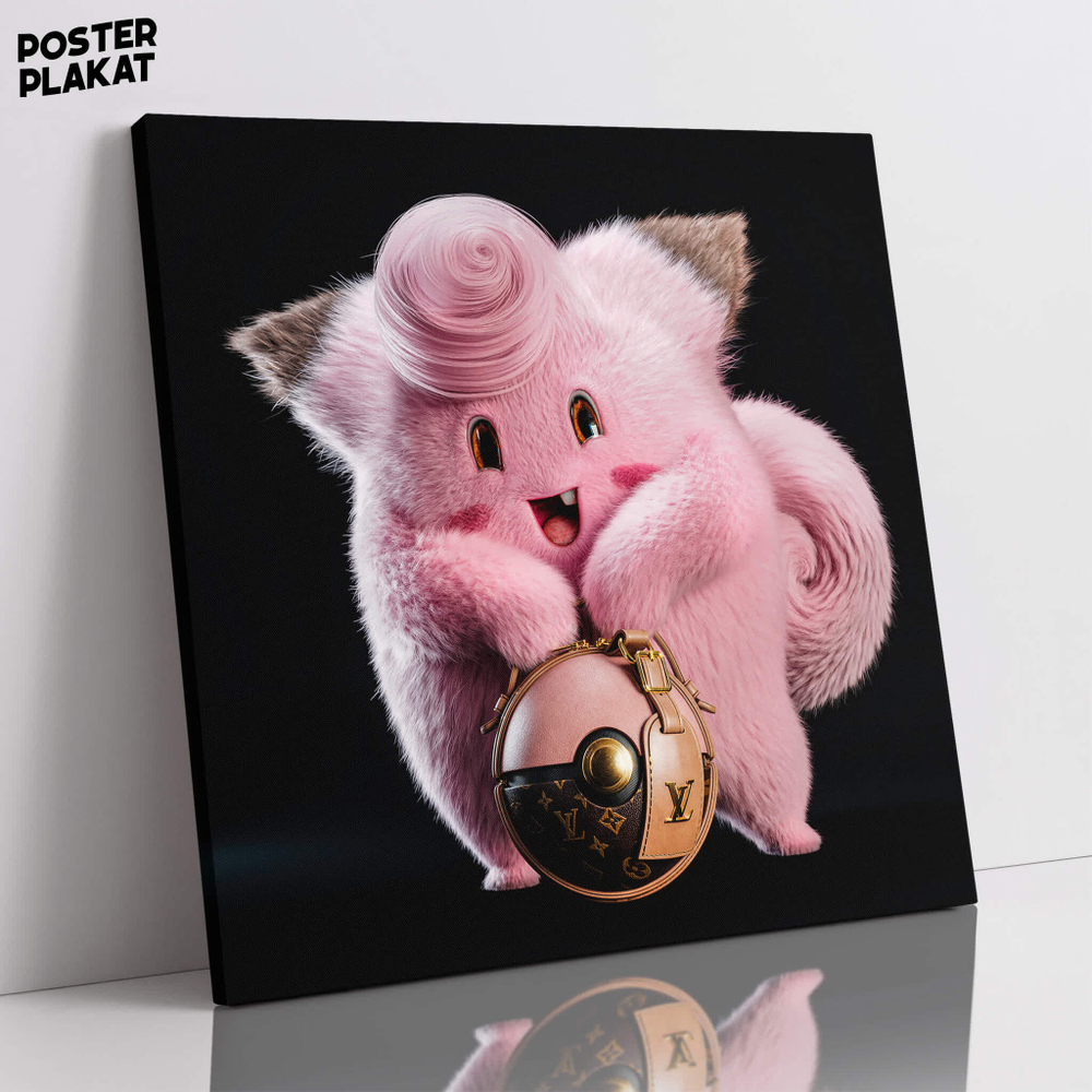 Картина для интерьера Клефэйри на холсте, персонаж вселенной Pokemon, холст с печатью на подрамнике, на стену в детскую комнату, Постер Плакат