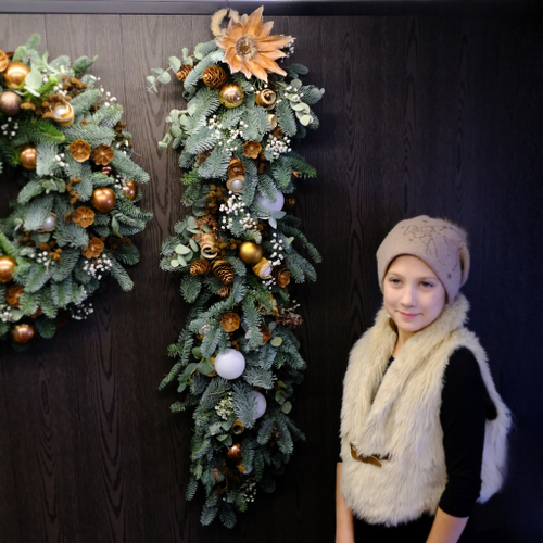Купить Композиция новогодняя #331 Гирлянда из еловых веток