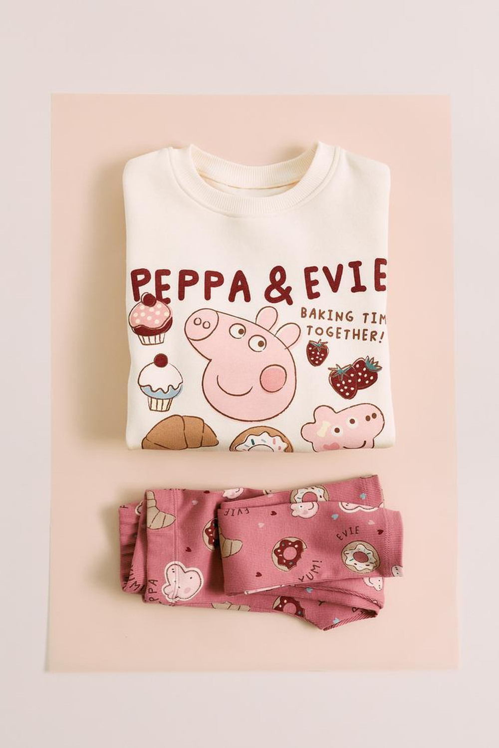ZARA КОМПЛЕКТ: ТОЛСТОВКА И ЛЕГГИНСЫ PEPPA PIG ™, ЭКРЮ