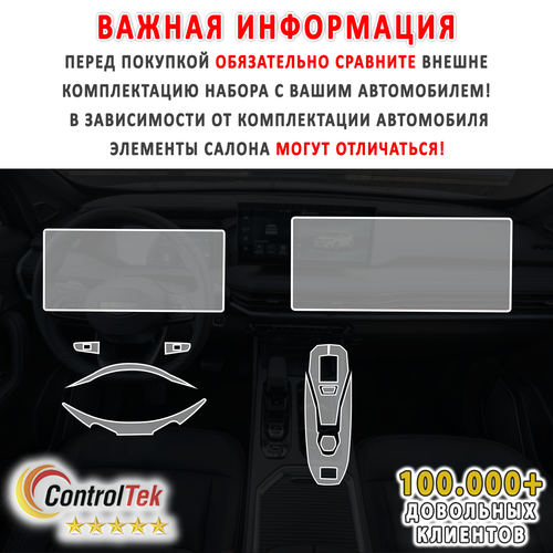 Geely Okavango (2024) - комплект защитных пленок 5 в 1. Пленка защитная ControlTek HYBRID со слоем TOP COAT. Толщина: 6 mil. (175 мкм.)