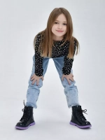 Лонгслив базовый для девочки в горошек