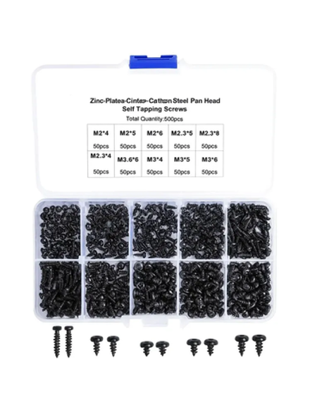 Набор саморезов из стали (M2, M2.3, M2.6, M3), 500 штук