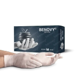 Перчатки BENOVY медицинские диагностические (смотровые) одноразовые нестерильные нитриловые, белые, 50пар/уп