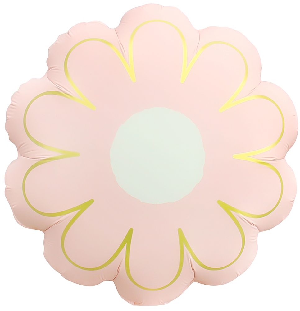 Шар (21&#39;&#39;/53 см) Цветок, Ромашка, Золотые лепестки, Розовый, Сатин, 1 шт.