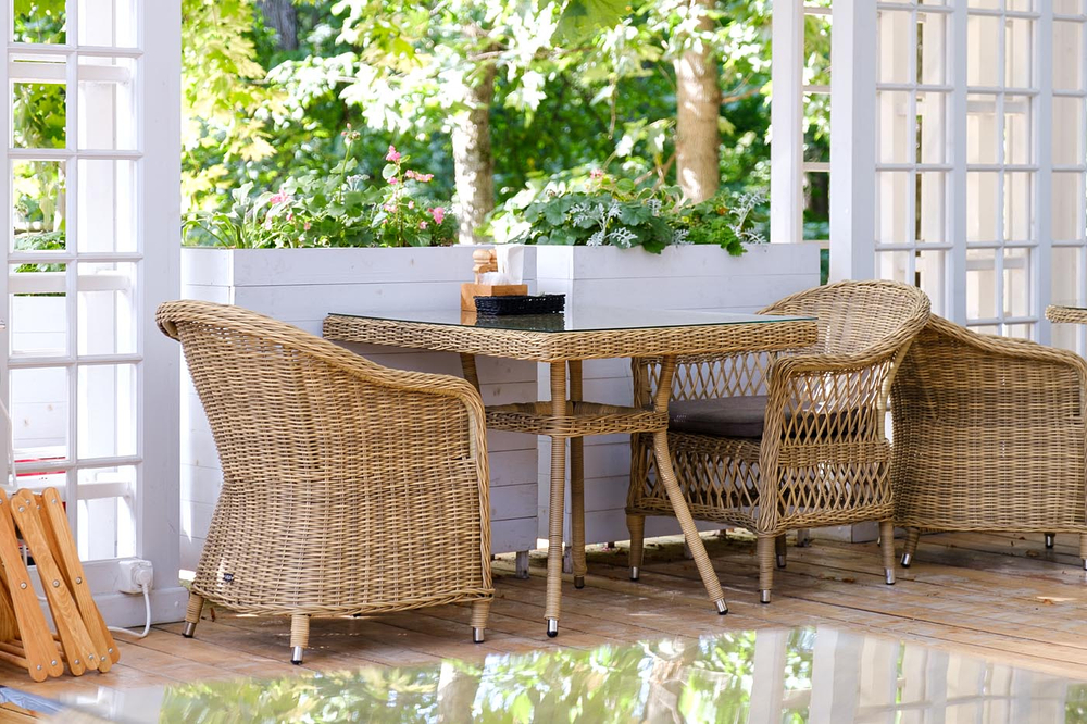 "Айриш" стол плетеный из искусственного ротанга, цвет соломенный