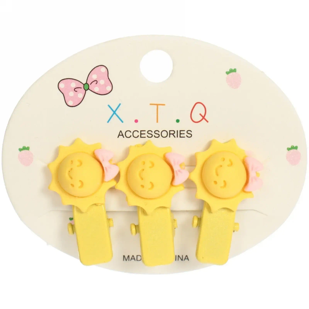 Зажимы для волос детские 3шт «Mini lady», солнышки, 6*5см
