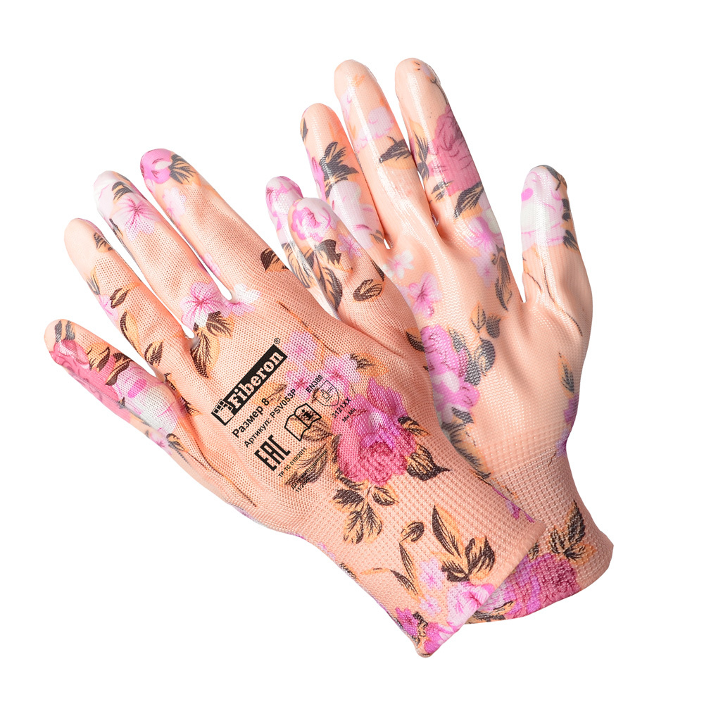 PR-PU055 Перчатки "Для садовых работ"п/э полиуретан. покрытие разноцв.,