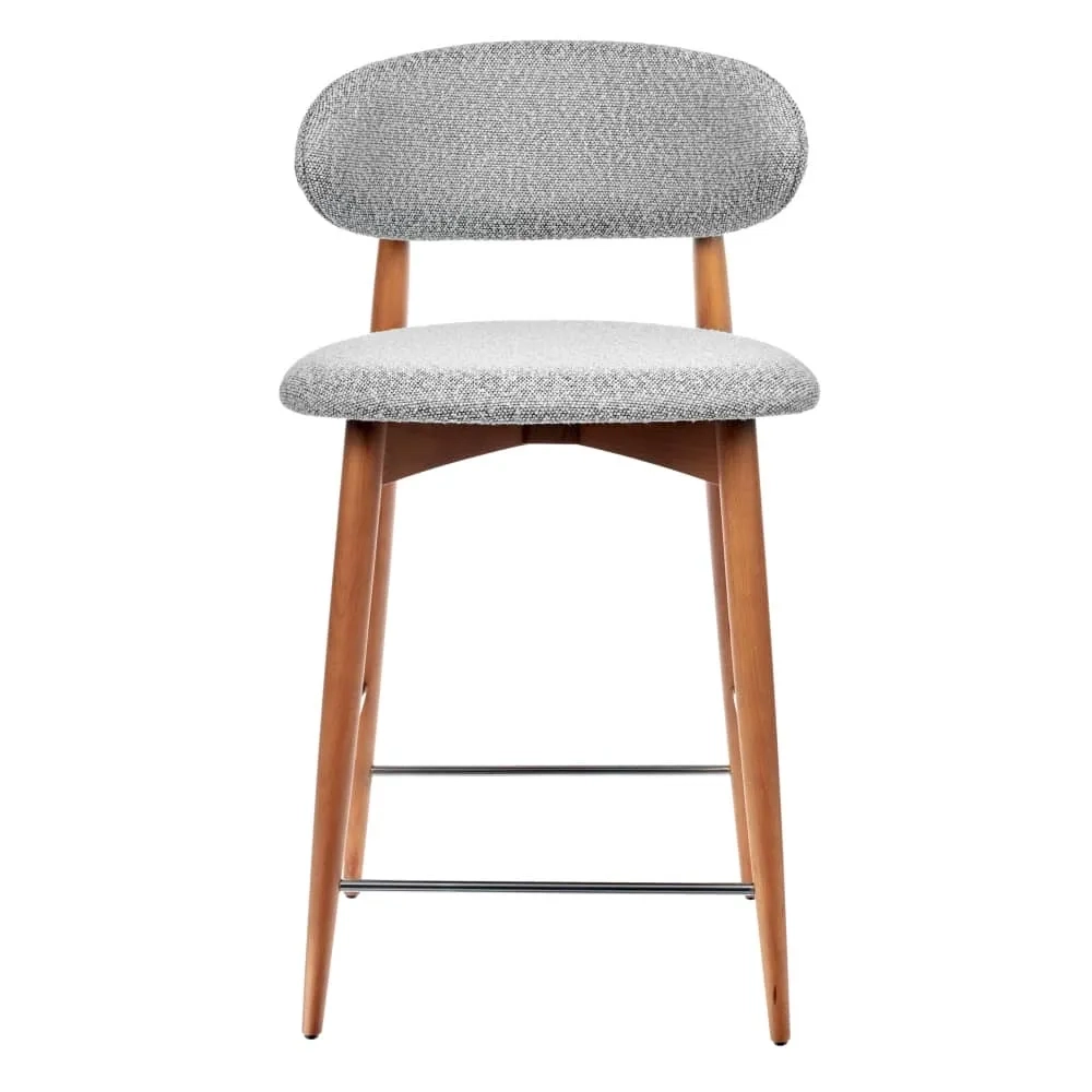 Стул полубарный Bradex Home Lucas светло-серый букле, ножки цвета орех