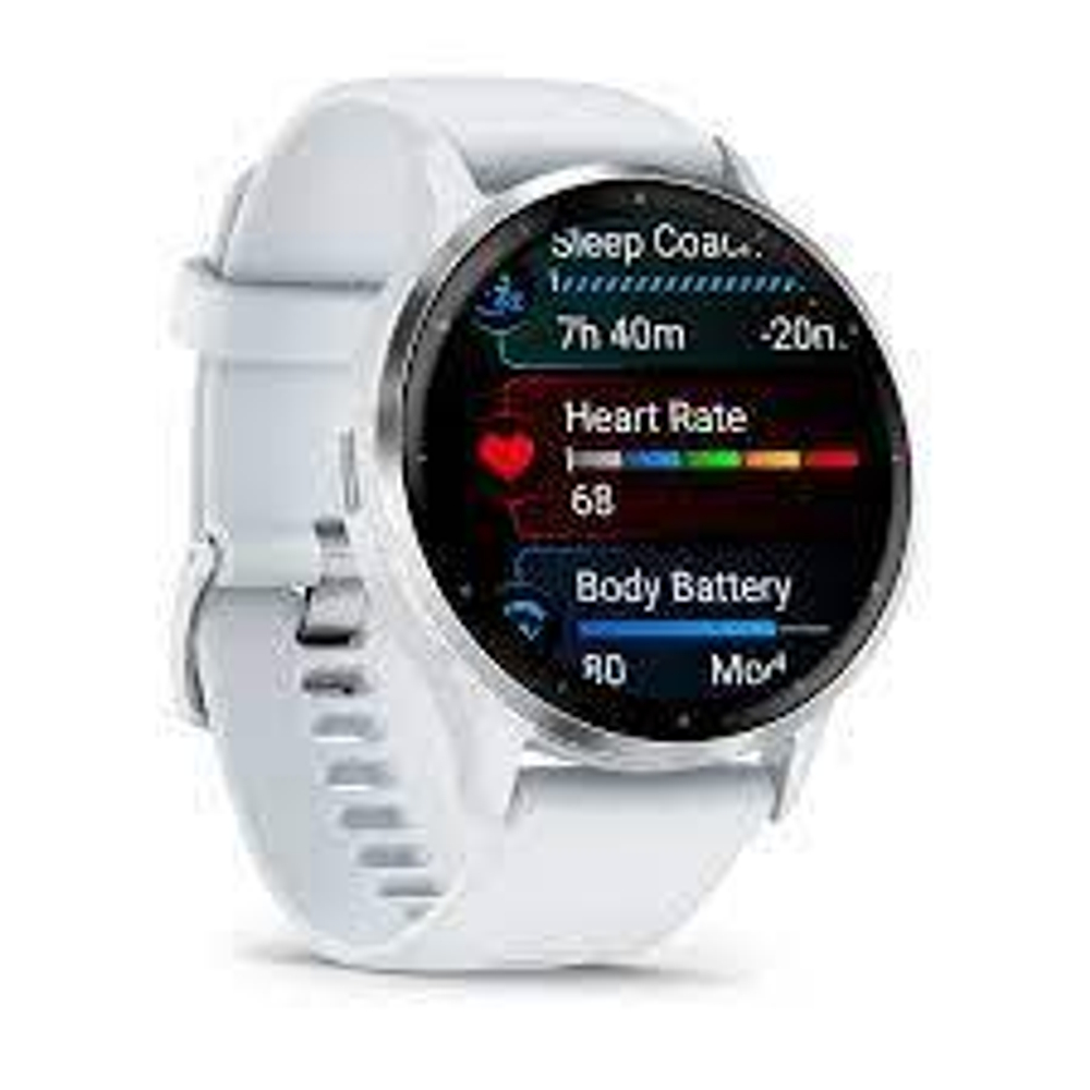 Часы Garmin Venu 3 Silver c белым силиконовым ремешком,  010-02784-00