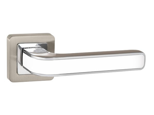 Ручки дверные NOVA QR SN/WH-19 матовый никель/белый