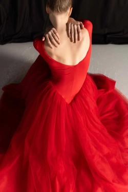 Платье-русалка с юбкой из фатина красное