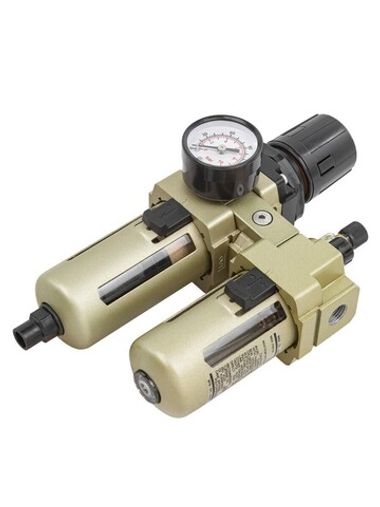 Блок подготовки воздуха (фильтр-регулятор + лубрикатор) 1/4''с автоматическим сливом RockForce##Rock FORCE RF-AC3010-02D